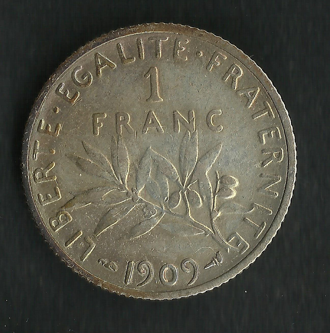 1 Franc Semeuse Argent 1909 (Ref21)