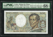 Charger l&#39;image dans la galerie, France : 200 Francs Montesquieu 1989 ; PMG : Superb Gem UNC 68 ; EPQ
