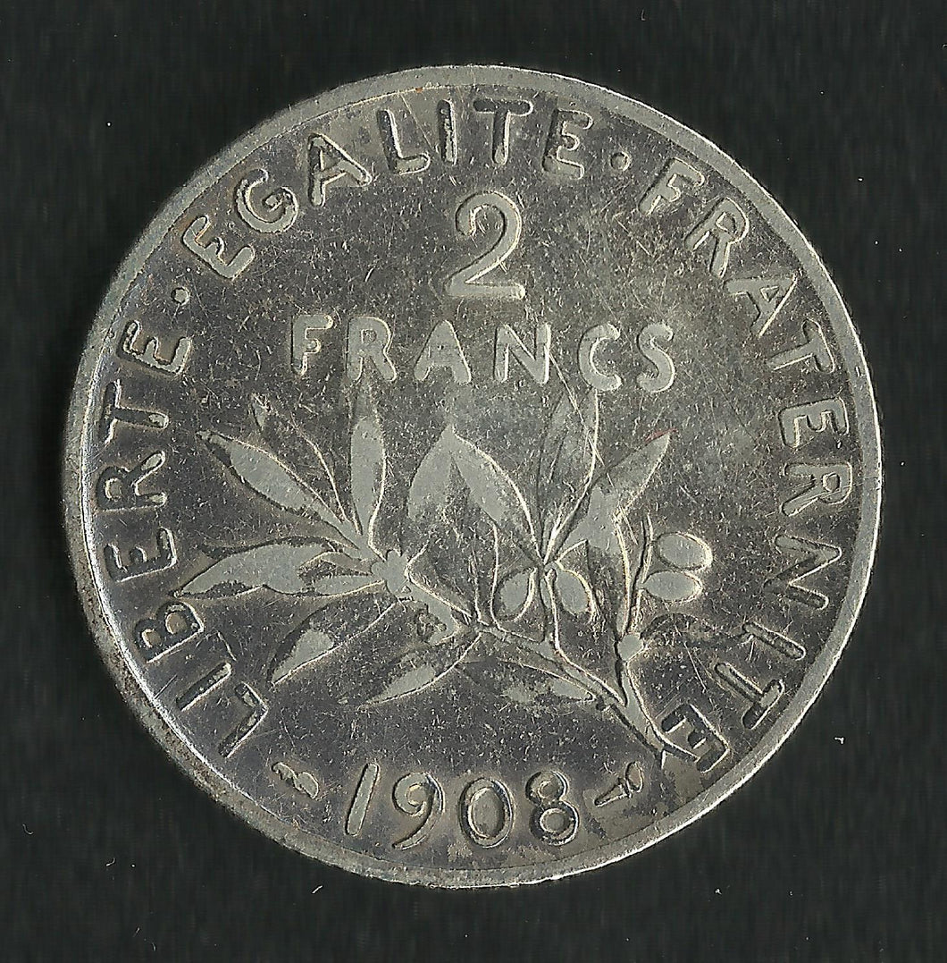 2 Francs Semeuse Argent 1908 (Ref30)
