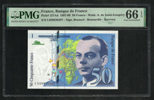 Charger l&#39;image dans la galerie, France : 50 Francs Saint Exupéry 1997 ; PMG : Gem UNC 66 ; EPQ
