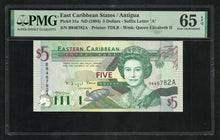 Charger l&#39;image dans la galerie, East Caribbean / Antigua : 5 Dollars 1994 P31a ; PMG : Gem UNC 65 ; EPQ
