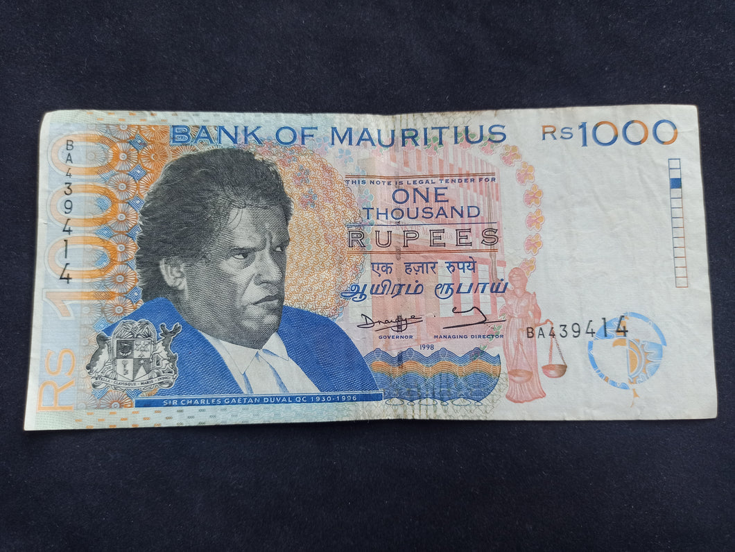 Ile Maurice / Mauritius : 1000 Rupees 1998