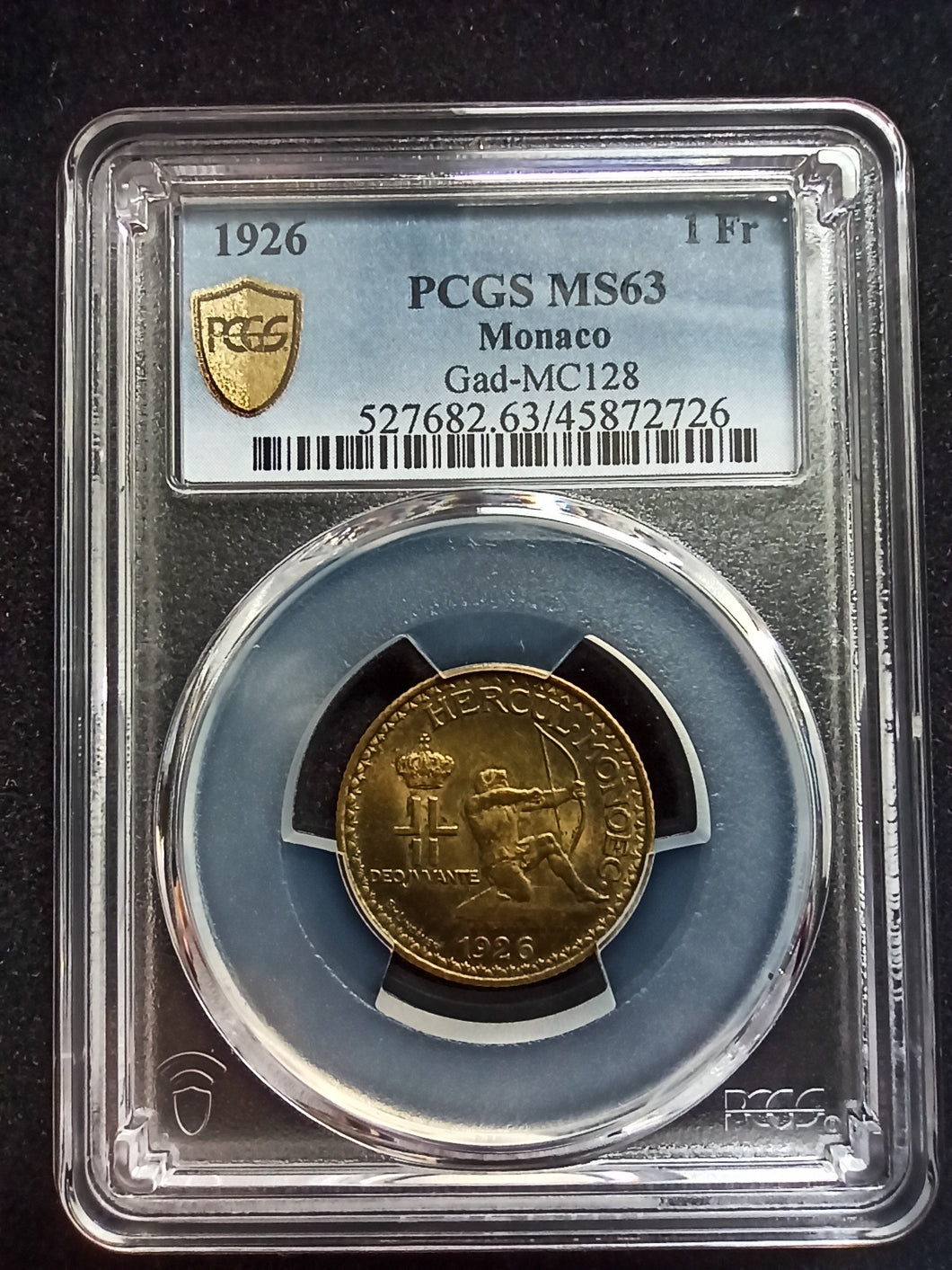 Monaco : 1 Franc 1926 ; PCGS : MS 63