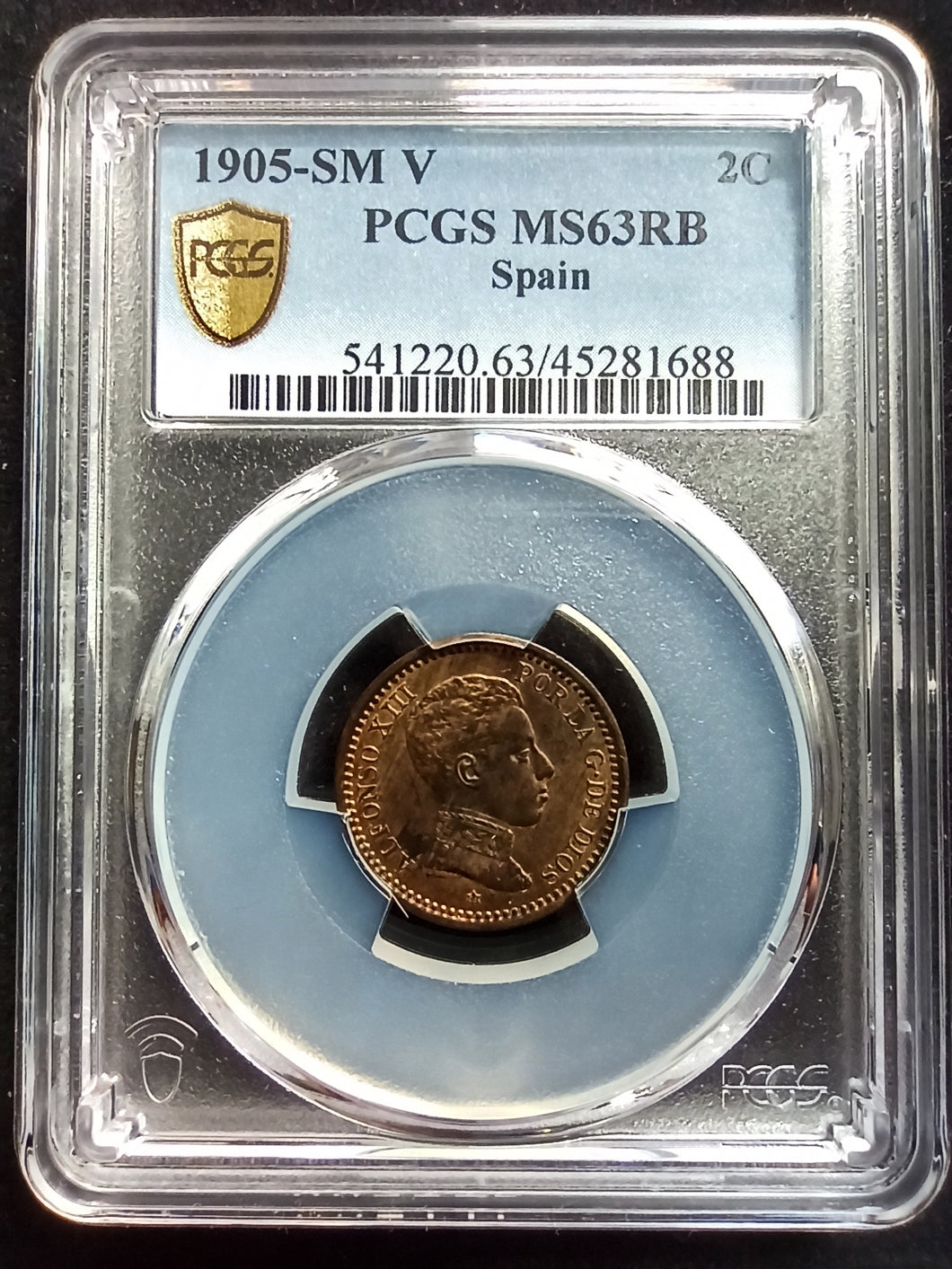 Spain : 2 Cent 1905 ; PCGS : MS 63