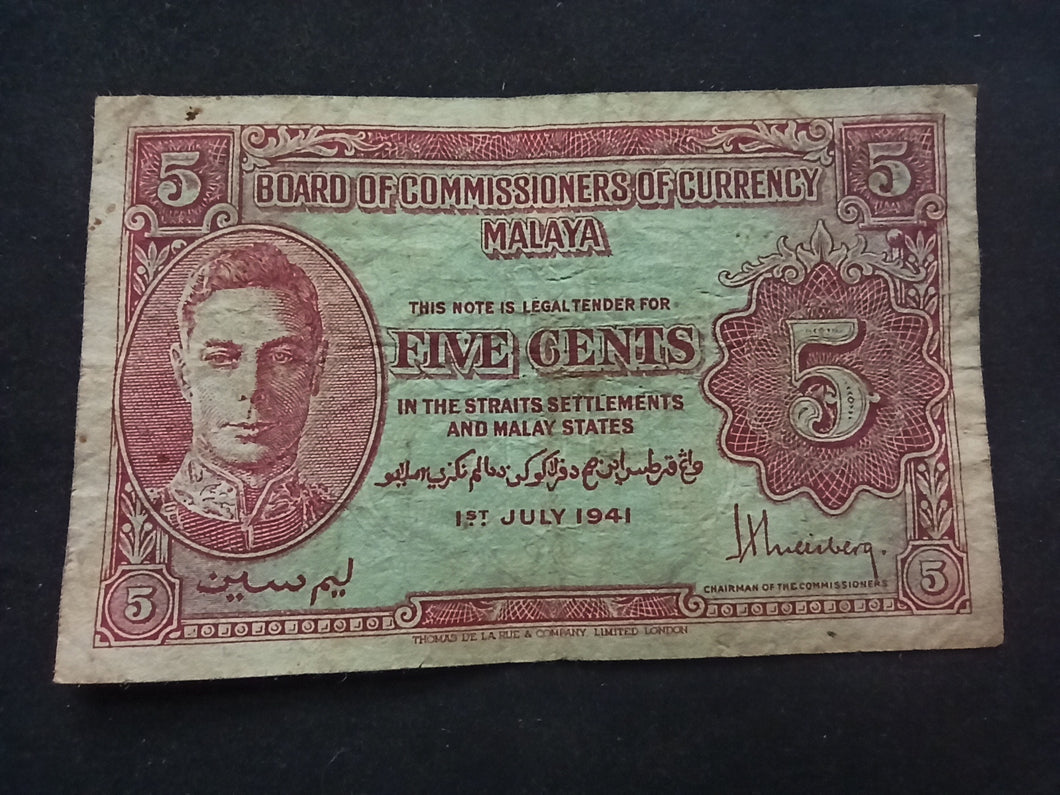 Malaya : 5 Cents 1941 (Ref 202)