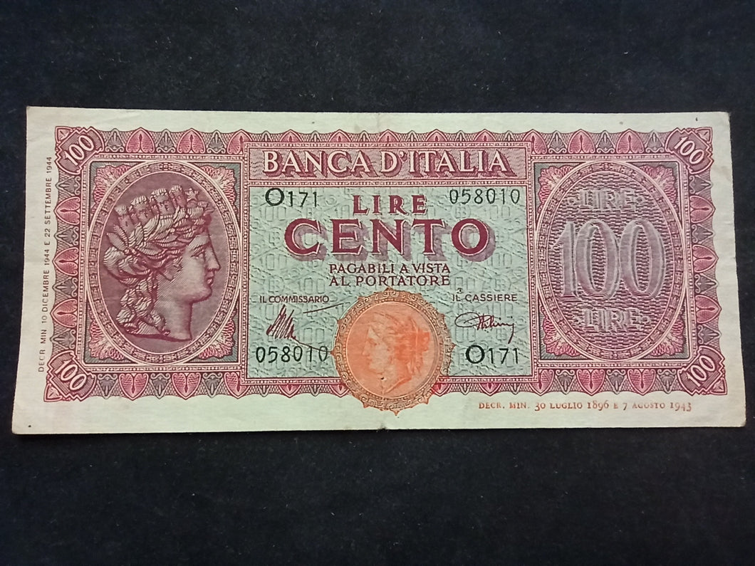 Italie : 100 lire 1944 (Ref 200)