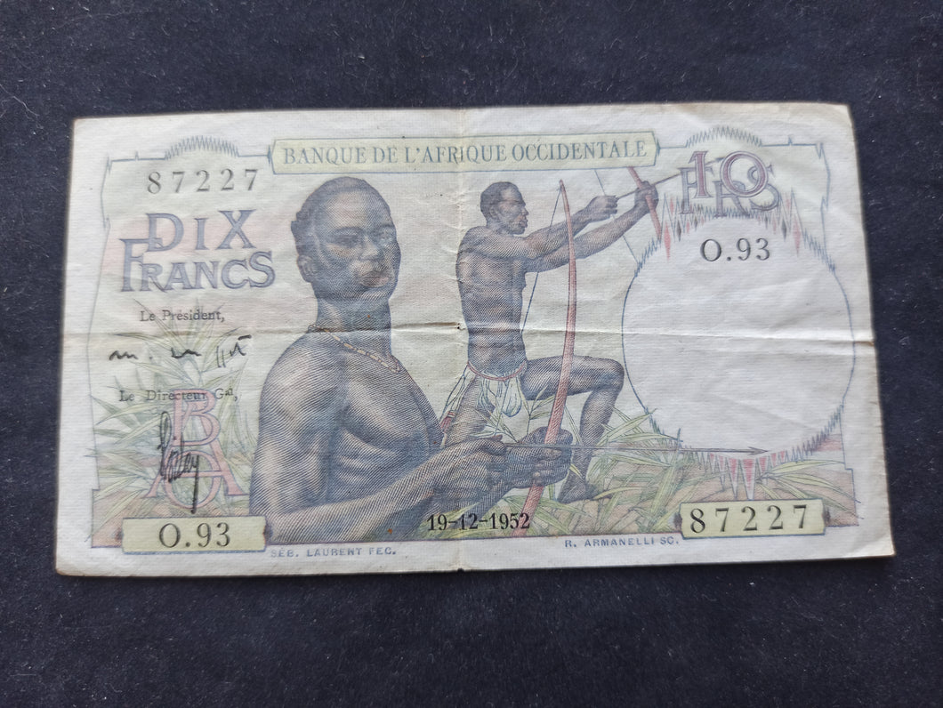 Afrique Occidentale : 10 Francs (19-12-1952) (Ref 288)