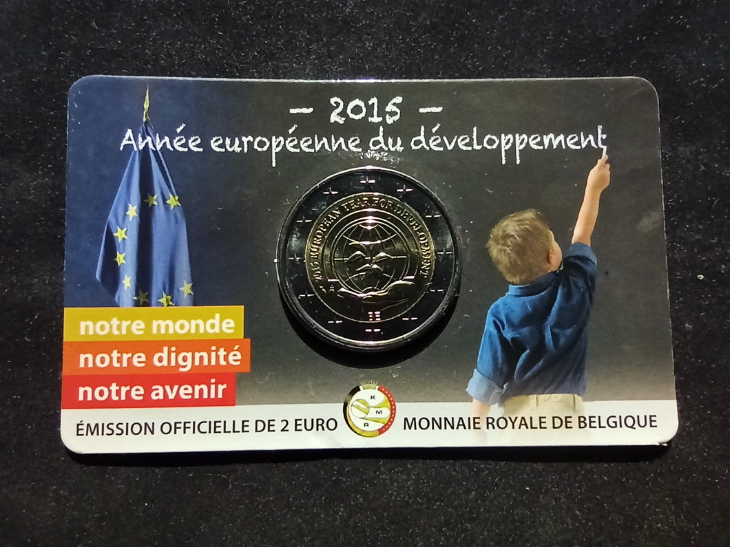 2 Euro Commémorative Coincard Bu Belgique 2015 : Année Européenne développement