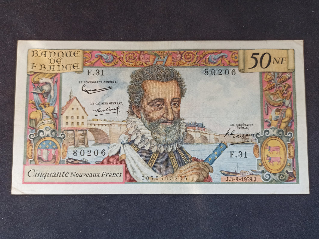 50 Nouveaux Francs NF Henri IV (3-9-1959) (Ref 389)