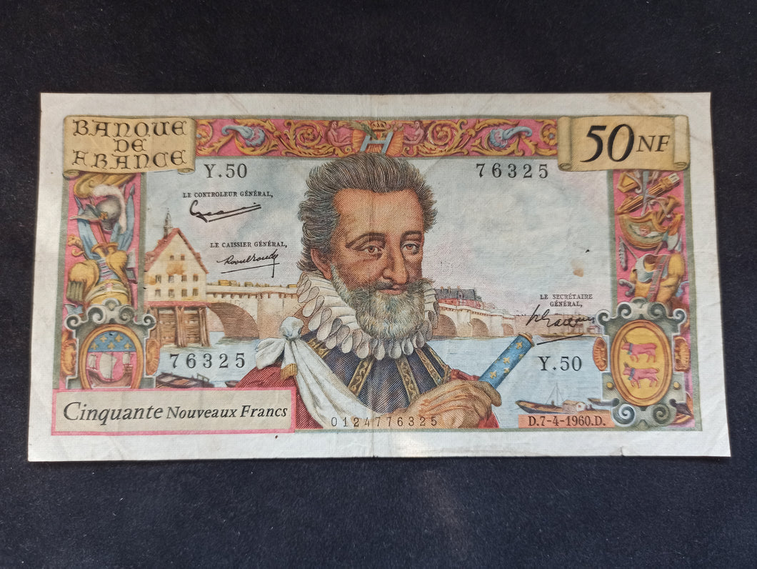 50 Nouveaux Francs NF Henri IV (7-4-1960) (Ref 395)