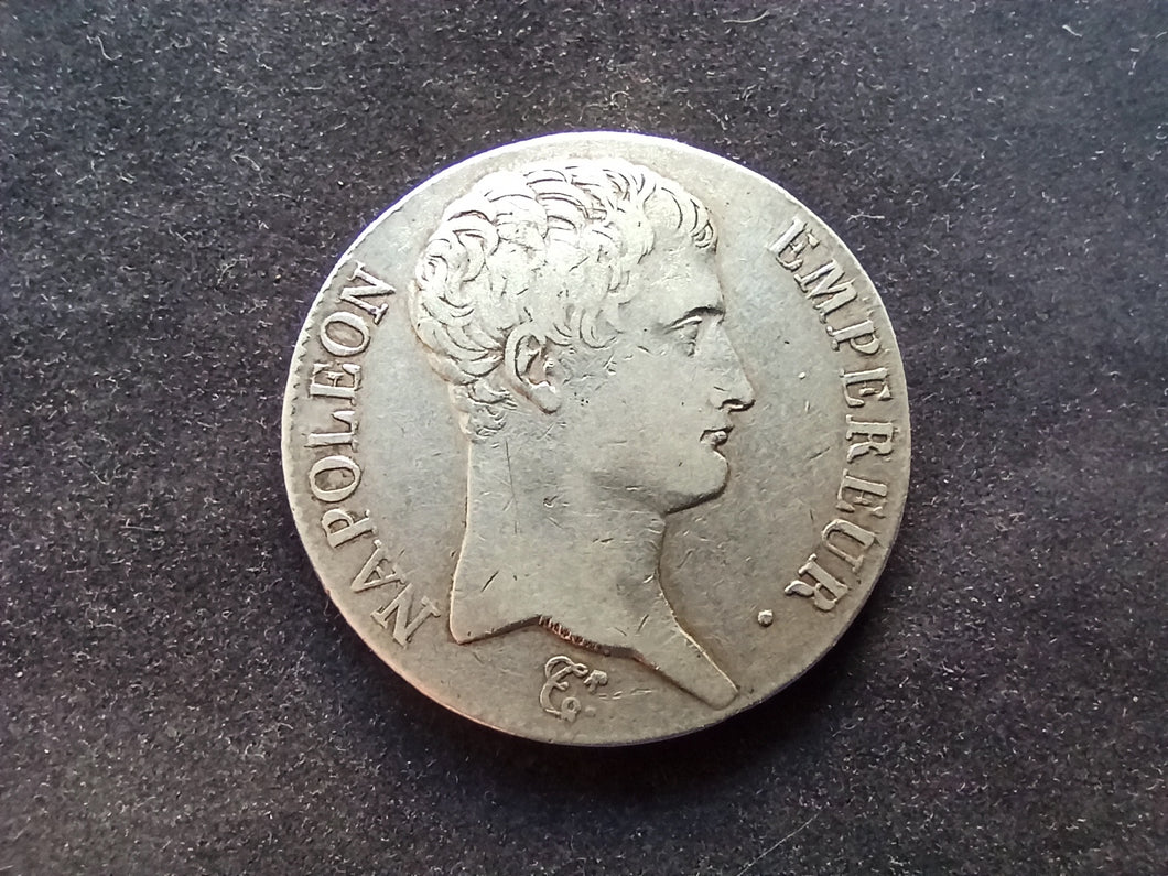 5 Francs Argent Napoléon Premier Empereur Tête Nue 1807 L (Ref 449)