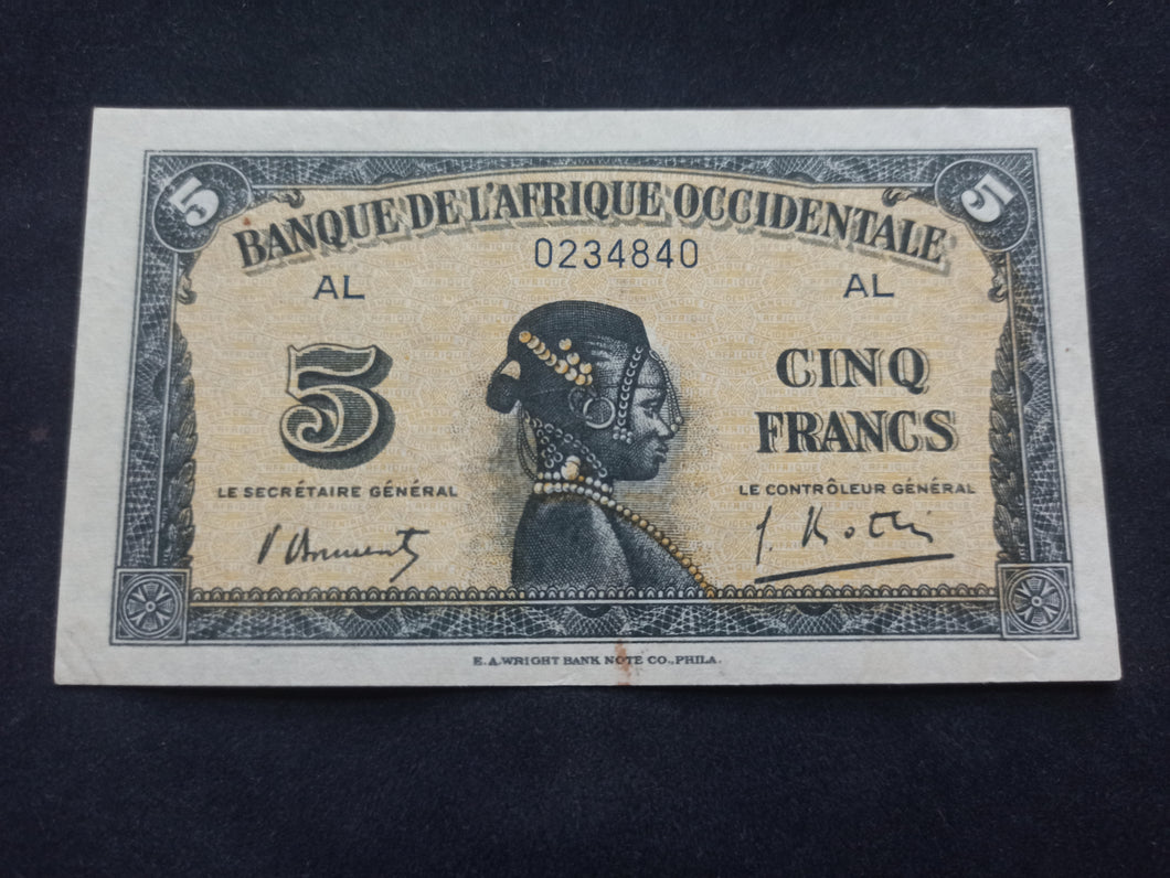 Afrique Occidentale : 5 Francs 1942 (Ref 523)
