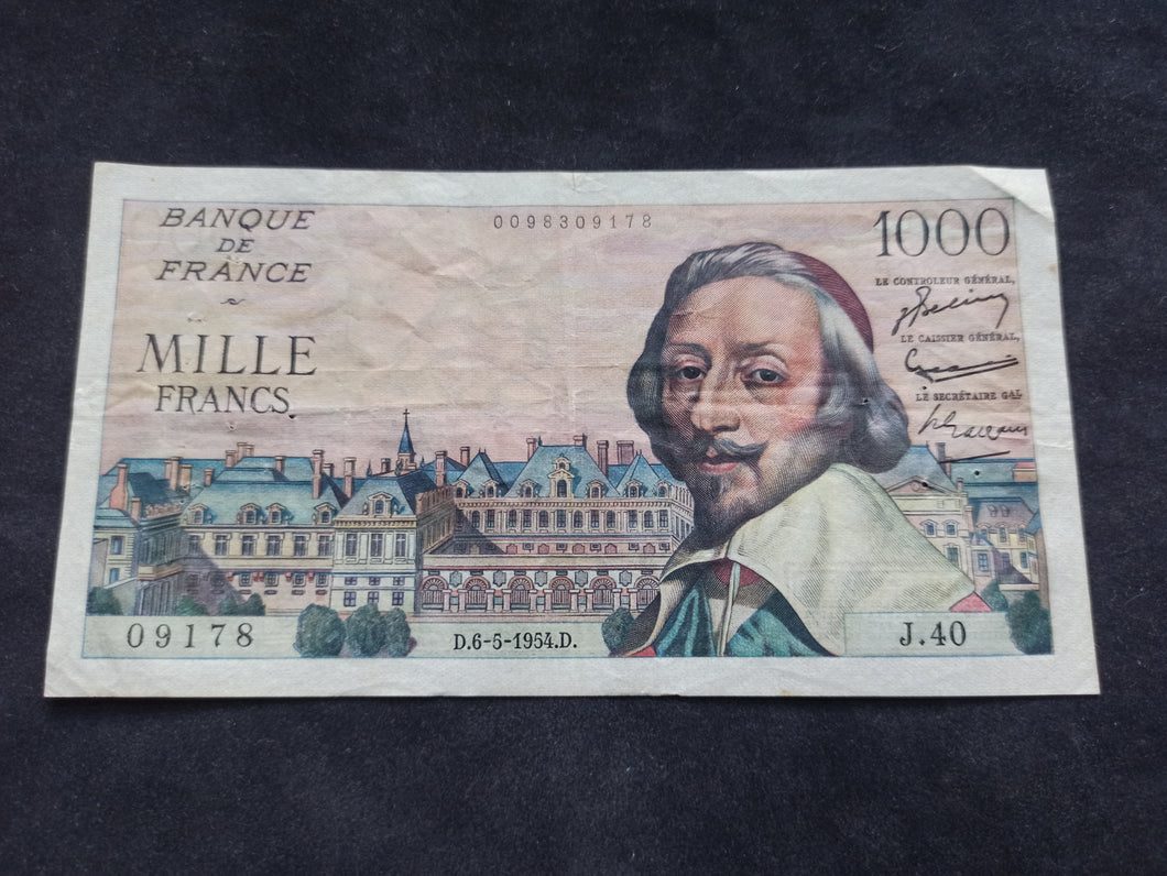 1000 Francs Richelieu (6-5-1954) (Ref 656)