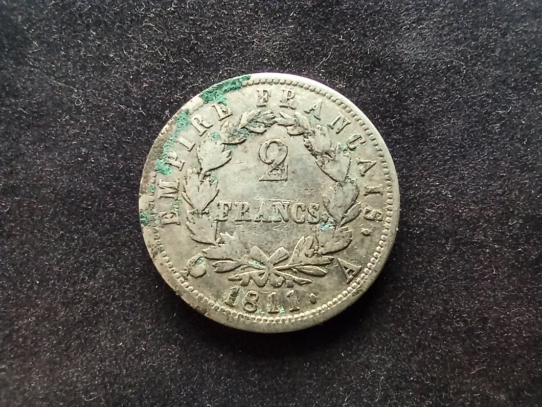 2 Francs Napoléon I Argent 1811 A (Ref 673)