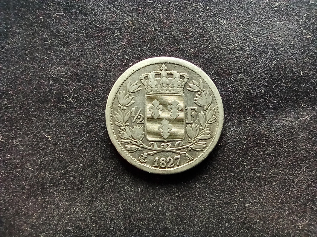 1/2 Franc Charles X 1827 A Argent (Ref 685)