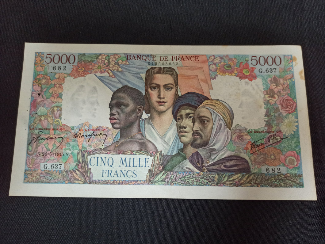 5000 Francs Empire 24-05-1945 Année plus rare (Ref 1013)