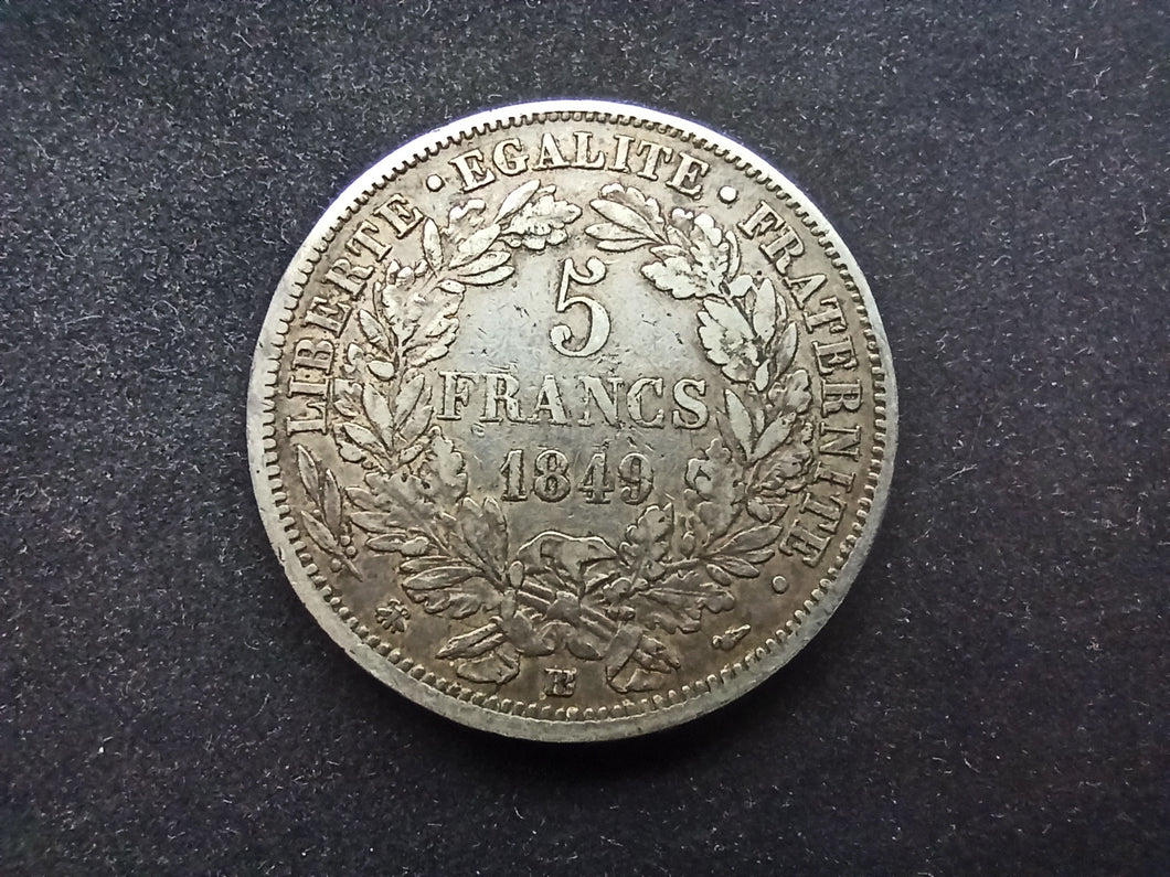 5 Francs Argent Cérès 1849 BB (Ref 1149)