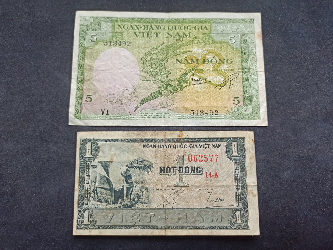 Vietnam : 5 et 1 Dong 1955 (Ref 1245)