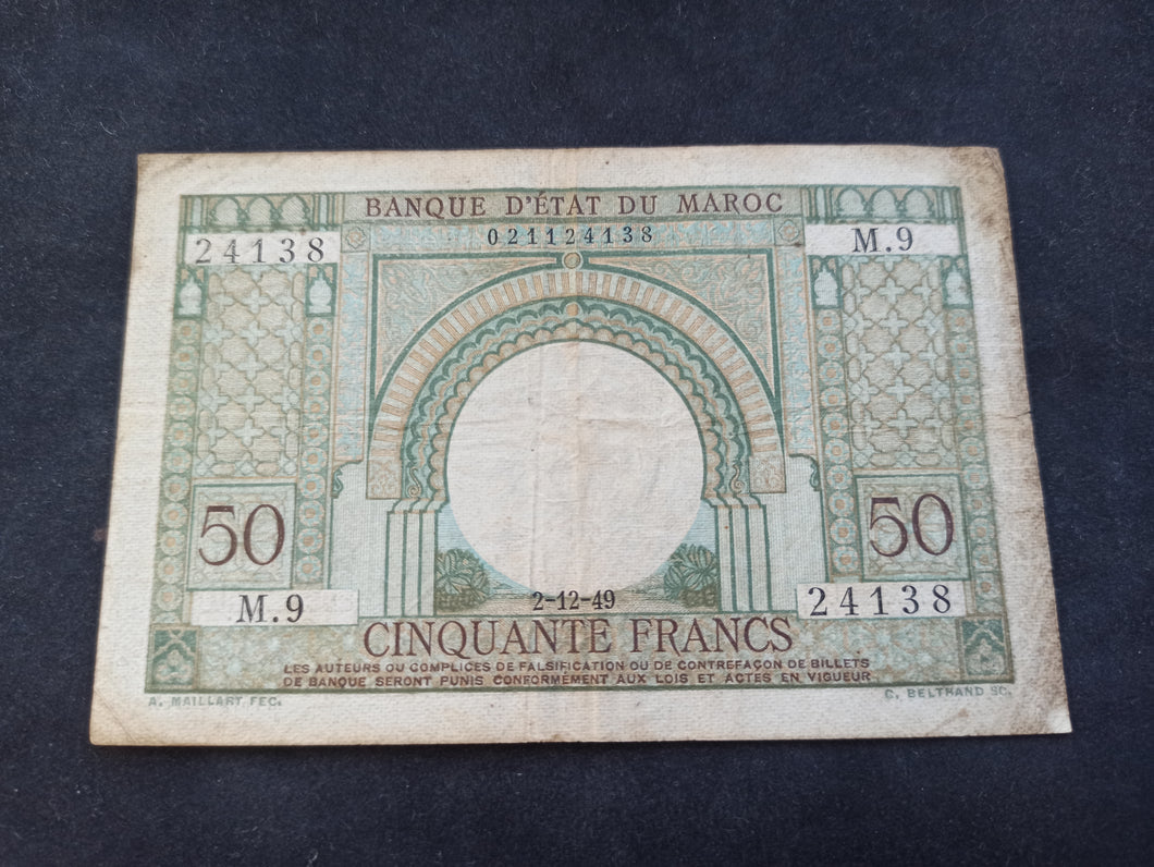 Maroc : 50 Francs 1949 (Ref 1314)