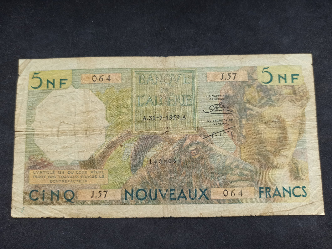 Algérie : 5 NF Francs 1959 (Ref 1338)