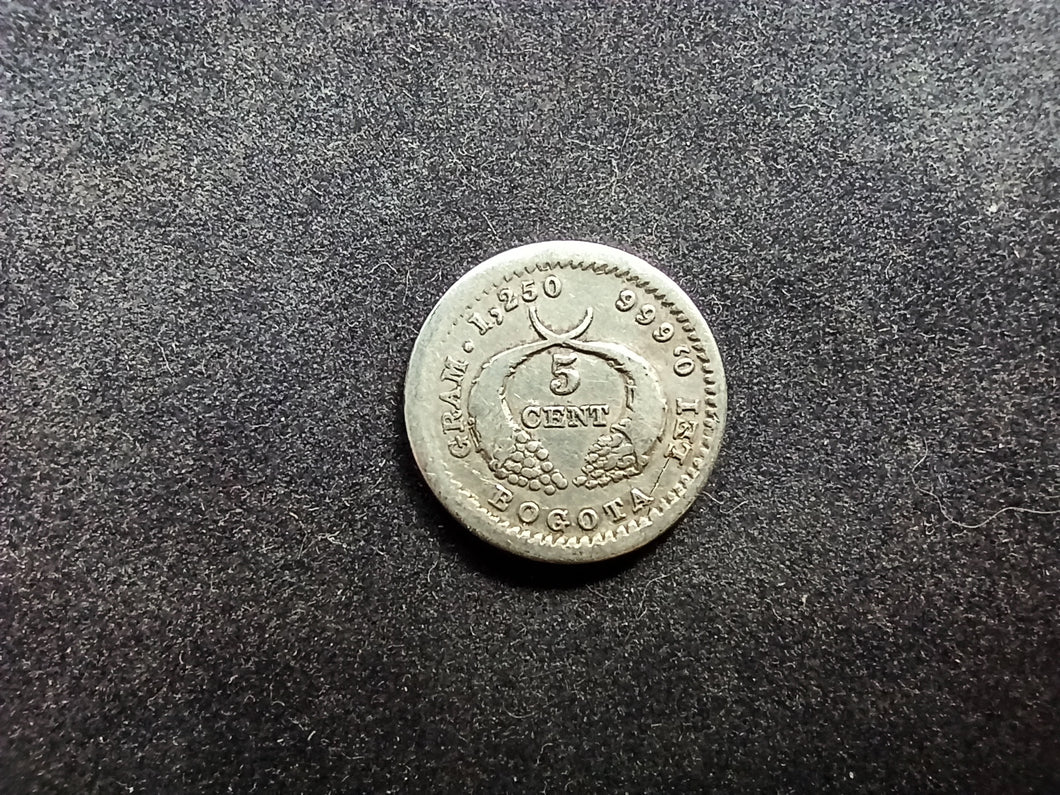 Colombie : 5 Cent Argent 1882 (Ref 1423)