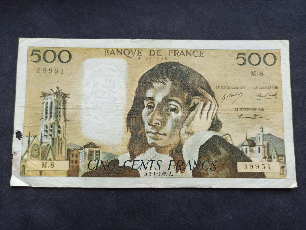 500 Francs Pascal (2-1-1969) (Ref 1432)