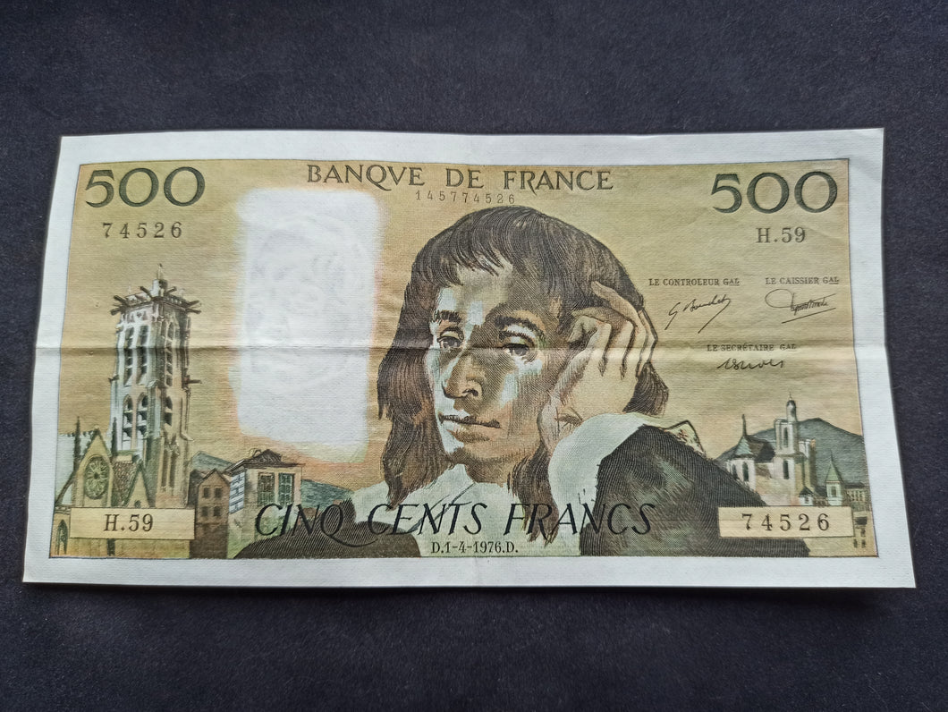 500 Francs Pascal (1-4-1976) (Ref 1444)