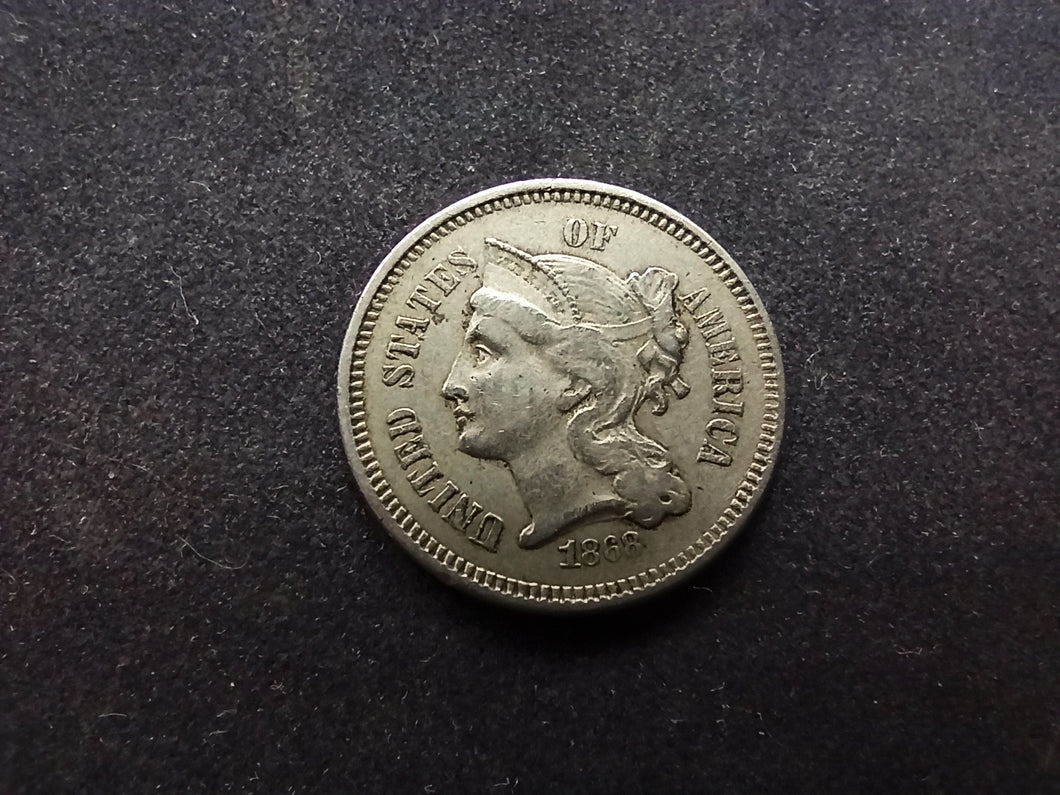 USA / Etats-Unis : 3 Cents 1868 (Ref 1544)