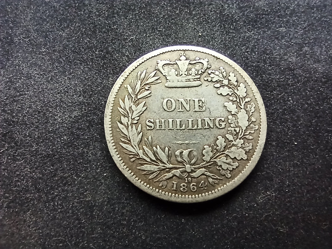 Royaume-Uni : One Shilling Argent 1864 (Ref 1515)