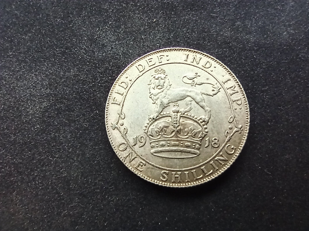 Royaume-Uni : One Shilling Argent 1918 ; Qualité (Ref 1517)