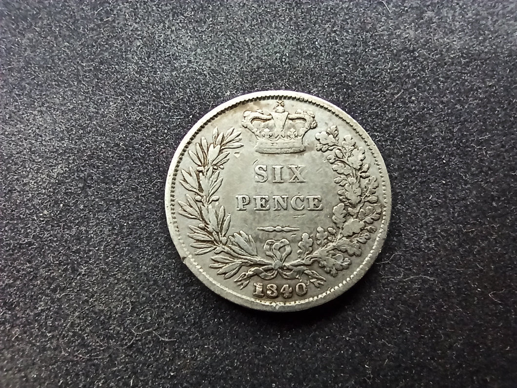 Royaume-Uni : 6 Pence Argent 1840 (Ref 1520)