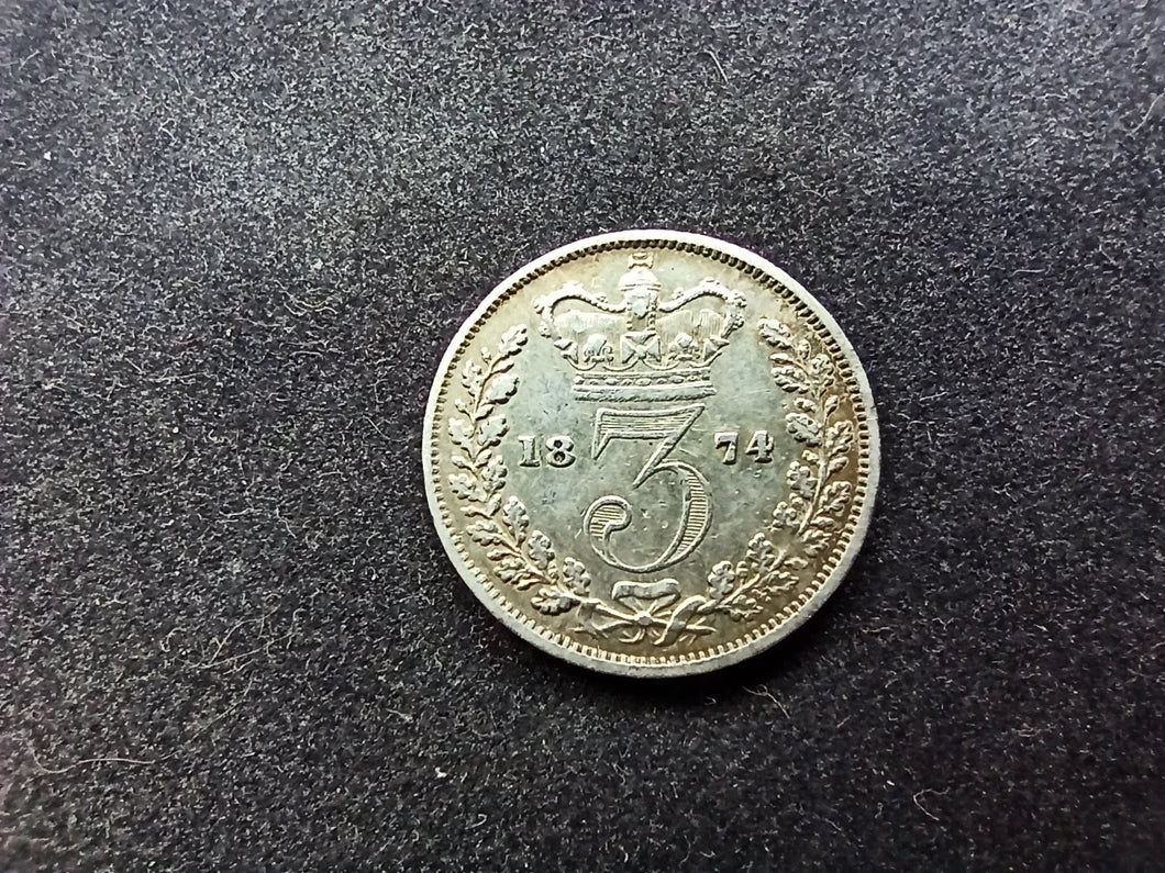 Royaume-Uni : 3 Pence Argent 1874 (Ref 1524)