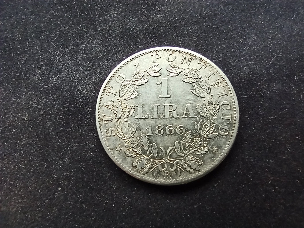 Vatican : 1 Lira Argent 1866 ; Qualité (Ref 1532)