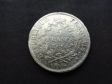 Charger l&#39;image dans la galerie, 5 Francs Argent Union &amp; Force An 4 A ; Union Serré, avec Virole (F287) (Ref 1558)

