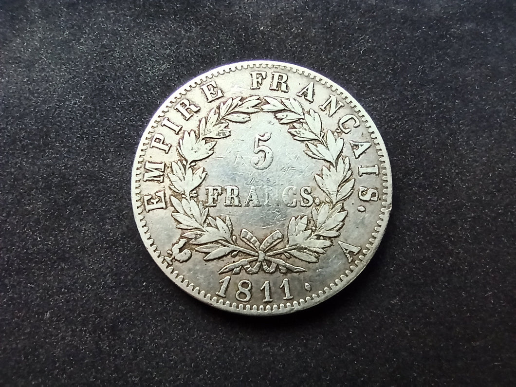5 Francs Argent Napoléon 1811 A (Ref 1560)