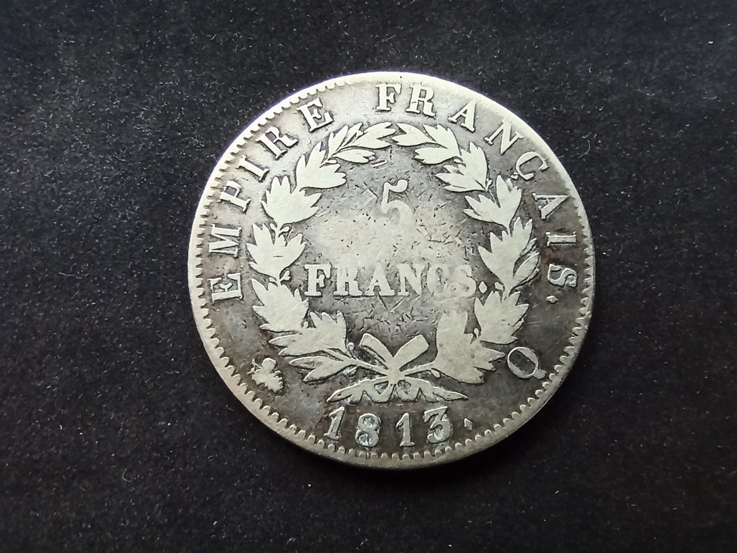 5 Francs Argent Napoléon 1813 Q (Ref 1564)