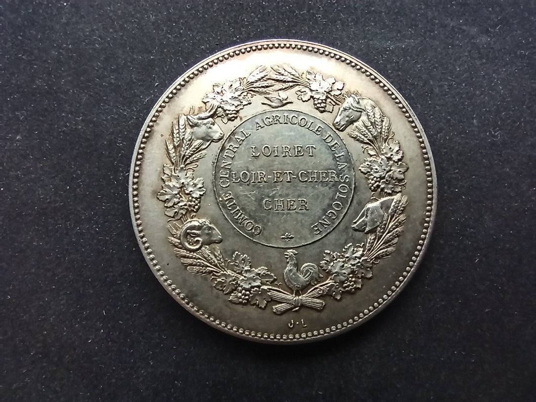 Médaille Argent : Comité Agricole Sologne Loiret (Ref 1686)  36 mm ; 21,37 gr