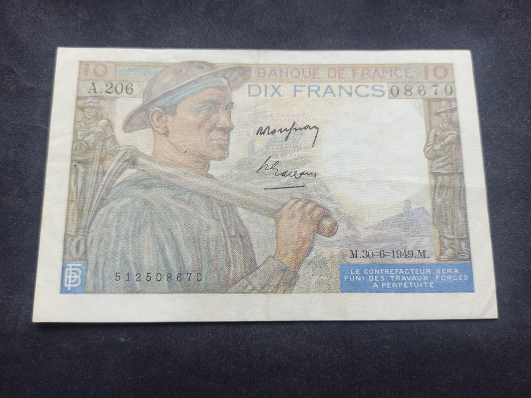 10 Francs Mineur (30-6-1949) Alph A.206 (Ref 1796)