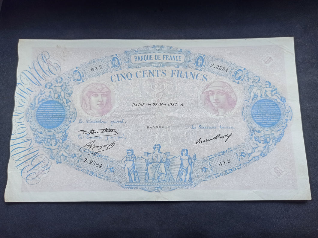 500 Francs Bleu & Rose (27 Mai 1937) (Ref 1802) Qualité
