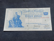 Charger l&#39;image dans la galerie, Argentine : 5 pesos 1897 (1925-32) Serie B (Ref 1818)
