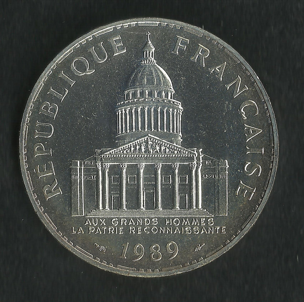 100 Francs Panthéon Argent 1989 issu coffret FDC
