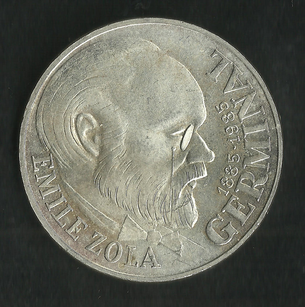 100 Francs Argent Commémorative 1985 Emile Zola