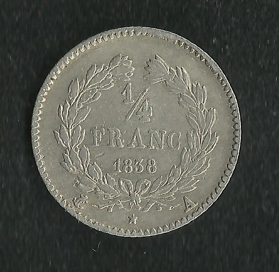 1/4 Franc Argent Louis Philippe 1838 A