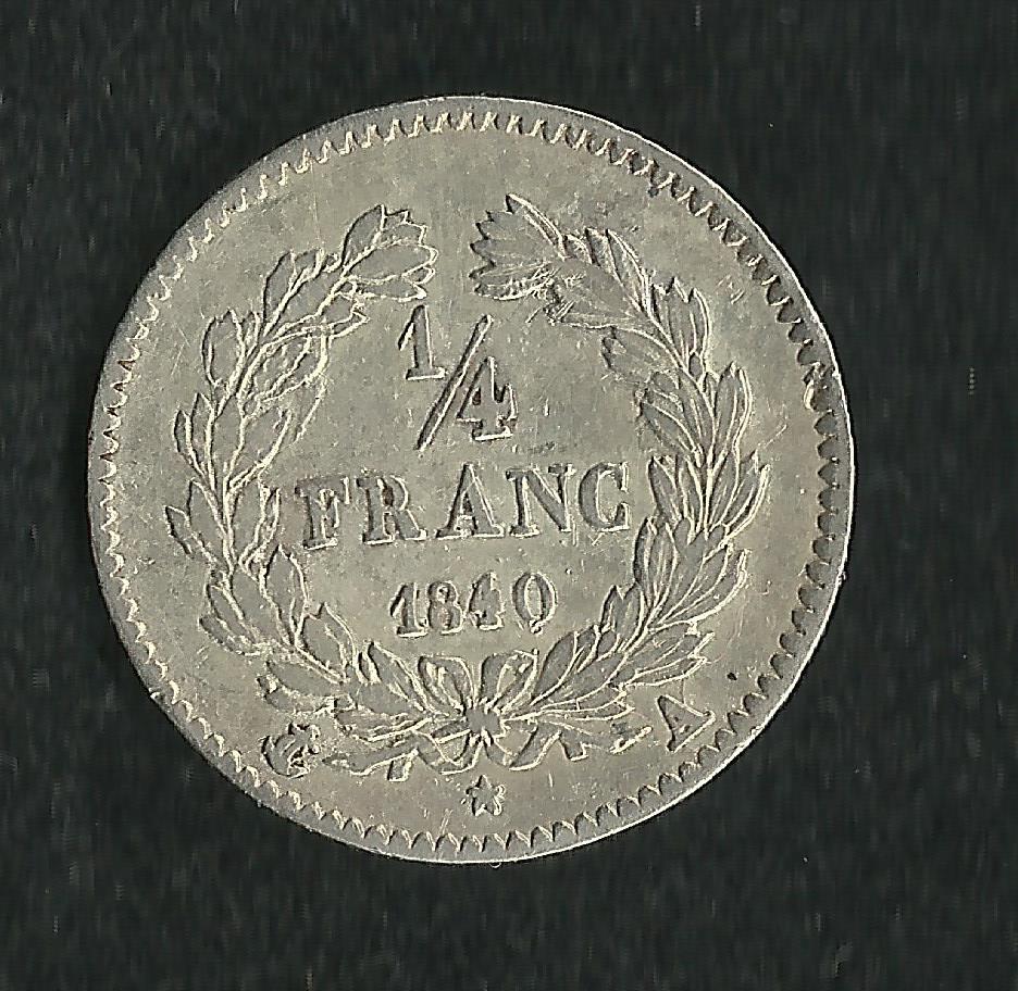 1/4 Franc Argent Louis Philippe 1840 A