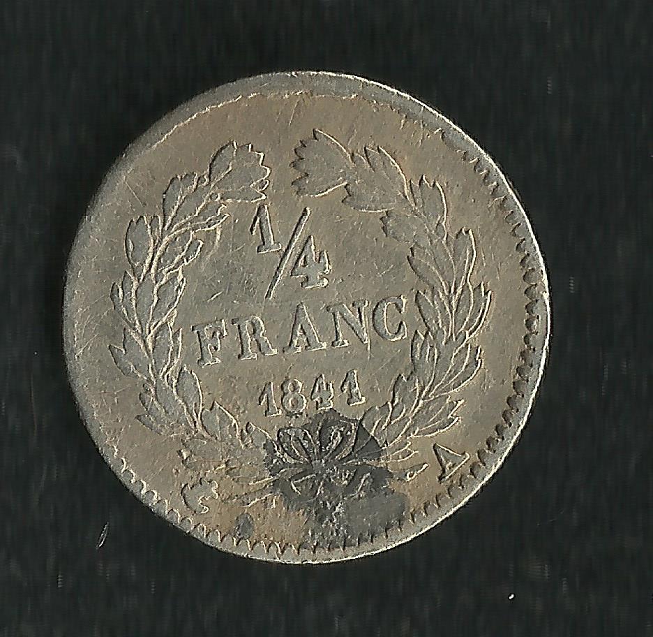1/4 Franc Argent Louis Philippe 1841 A
