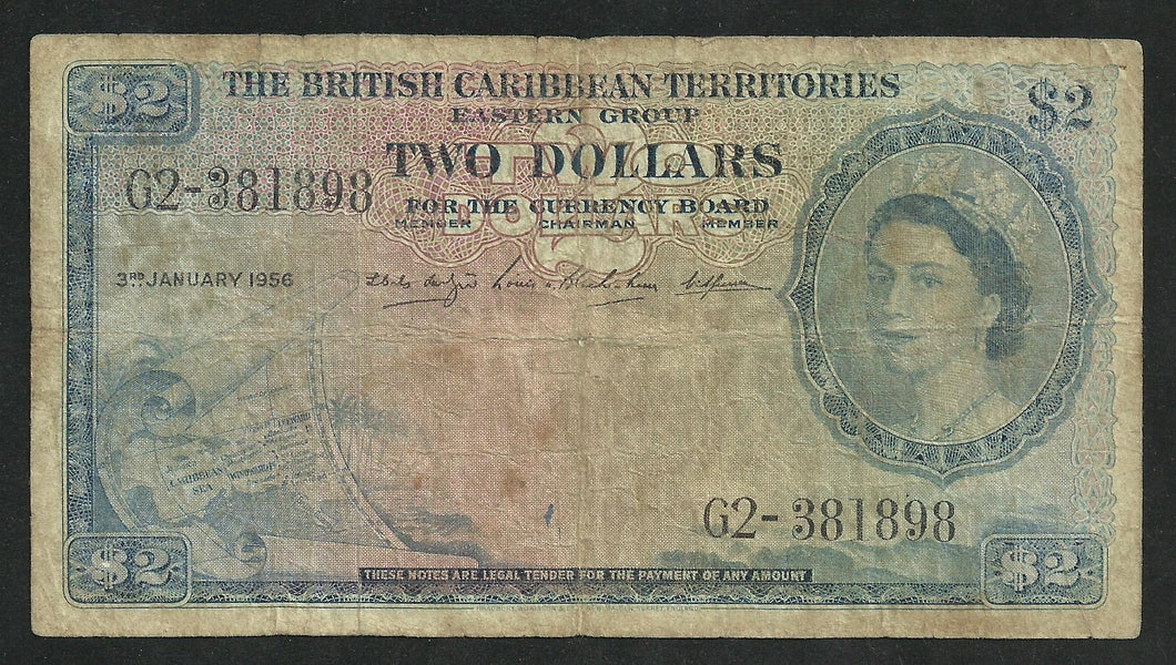 British Caribbean : 2 Dollars 1956