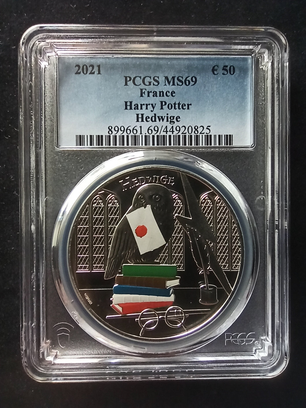 France : 50 Euro 2021 : Harry Potter : Hedwige ; PCGS : MS 69