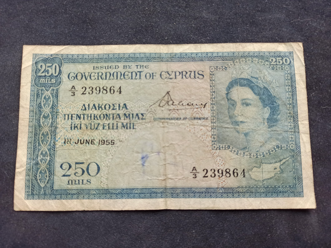 Chypre : 250 Mils 1955