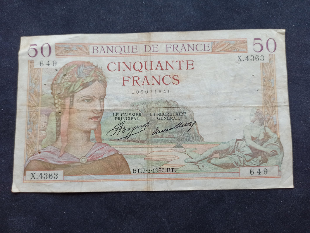 50 Francs Cérès (7-5-1936)