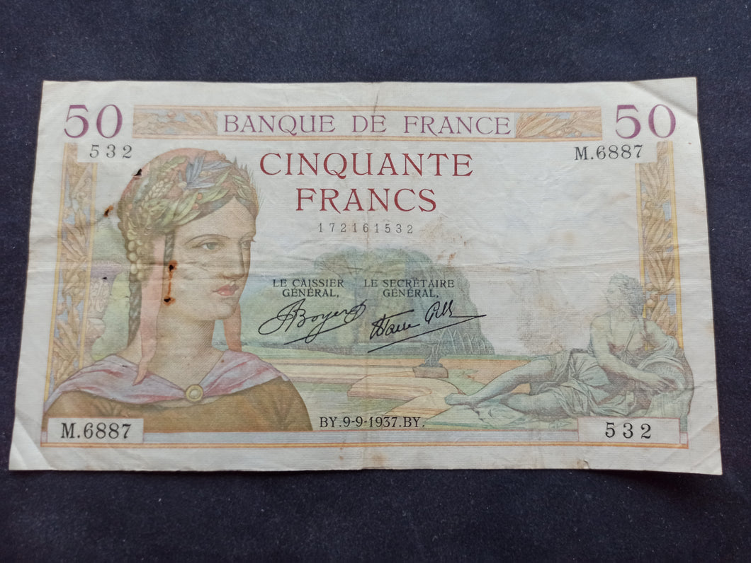 50 Francs Cérès (9-9-1937)